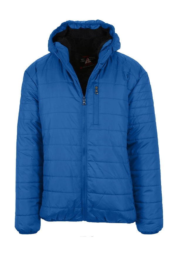 Mens Sherpa-Lined Hooded Puffer Jacket (Sizes, S to 2XL)