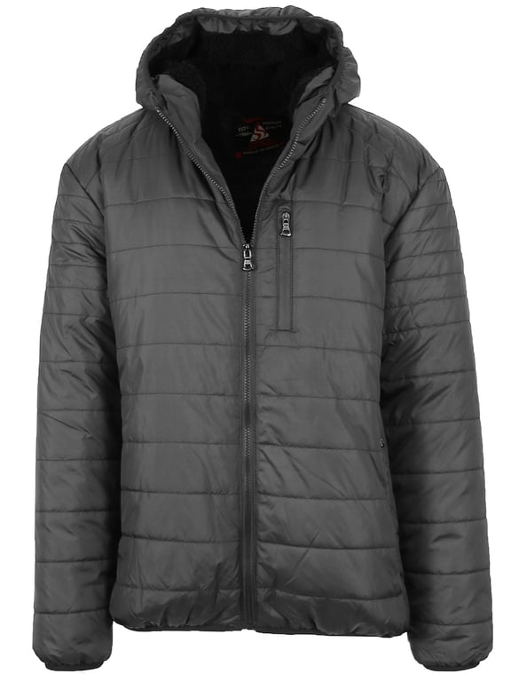 Mens Sherpa-Lined Hooded Puffer Jacket (Sizes, S to 2XL)