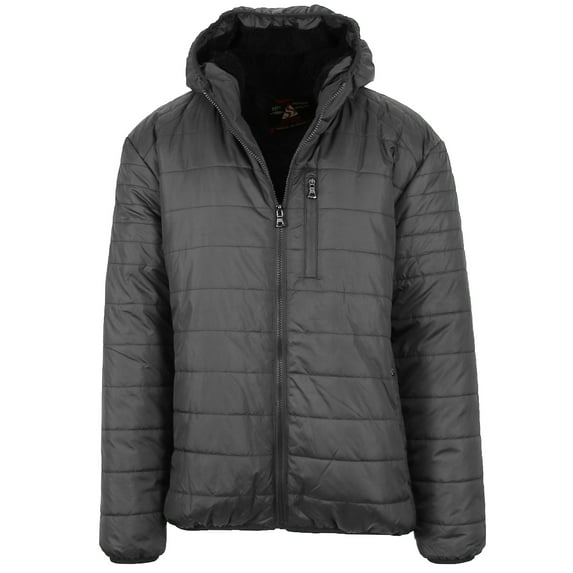 Mens Sherpa-Lined Hooded Puffer Jacket (Sizes, S to 2XL)