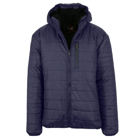 Mens Sherpa-Lined Hooded Puffer Jacket (Sizes, S to 2XL)