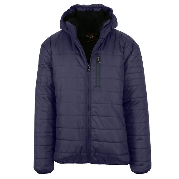 Mens Sherpa-Lined Hooded Puffer Jacket (Sizes, S to 2XL)