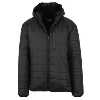 Boohoo Man High Shine Panel Puffer Jacket in Black, Size M