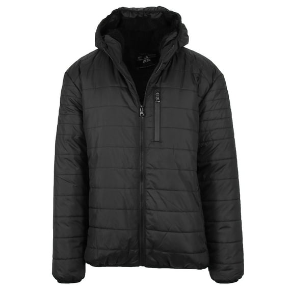 Mens Sherpa-Lined Hooded Puffer Jacket (Sizes, S to 2XL)