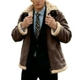 thumbnail image 1 of Mens Sherpa Lined Leather Jacket Suede Sherpa Shearling Coat Faux Fur Leather Coat Sheepskin Winter Coat Fur Collar Jacket, 1 of 6