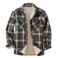 thumbnail image 1 of Mens Sherpa Lined Zipper Plaid Shirt Jacket Flannel Shirt Jacket Fleece Lined Plaid Coat Full Zip Up Hoodie Winter Outwear, 1 of 1