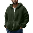 thumbnail image 1 of Mens Sherpa Snow Jackets Double Sided Fleece Zipper Long Sleeve Coat Solid Color Warm Hooded Jacket with Pockets Army Green L, 1 of 5