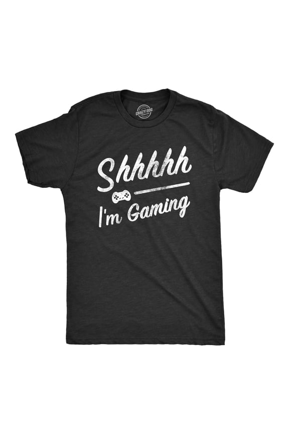 Mens Shhhh Im Gaming T Shirt Funny Video Gamer Quiet Tee for Guys Graphic Tees