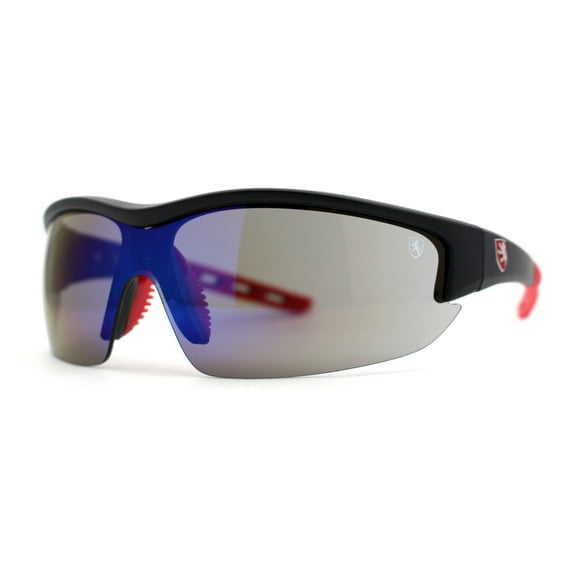 Mens Shield Color Mirror Classic Baseball Halfrim Sport Sunglasses Matte Black Red Blue Mirror
