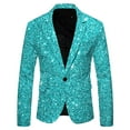thumbnail image 1 of Mens Shiny Sequin Blazer Long Sleeve Lapel One Button Suit Jacket Stylish Party Banquet Wedding Prom Tuxedo Coats, 1 of 3