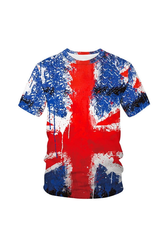 Mens Shirt 4 of July Flag Pattern Mens Rugby Shirt,Red,L