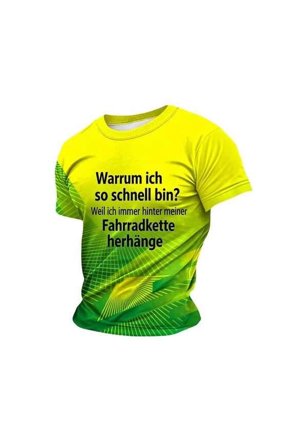 Mens Shirt German Cycling Short Sleeve Motivational Slogan Mens Undershirts,Yellow,S