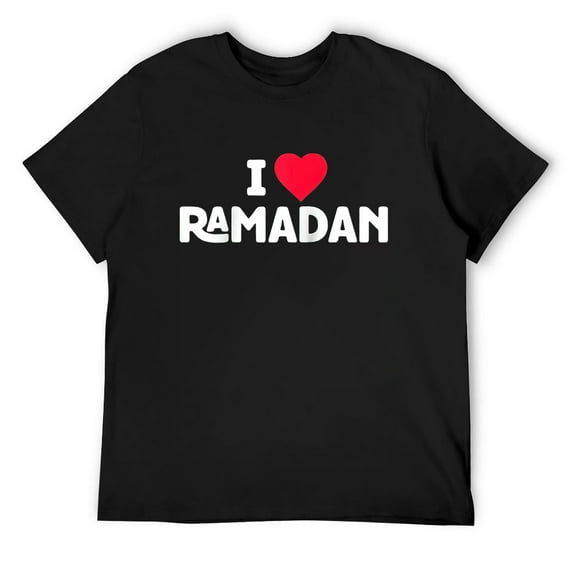 Mens Shirt I Love Ramadan Funny Eid Mubarak Islamic Holiday Muslim Gift Raglan Baseball Tee Black 3X-Large