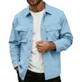 thumbnail image 1 of Mens Shirt Jacket Casual Button Up Shirts Long Sleeve Lightweight Shacket With Flap Pockets for Workwear and Outdoor Activities in Multiple Colors Available Now,Sky Blue,L, 1 of 5