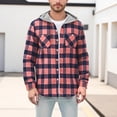 thumbnail image 1 of Mens Shirt Jackets Winter Coat for Men, Men's Casual Patchwork Fashion Plaid Hooded Button Long Sleeve Shirt Blouse, M-3XL, 1 of 7