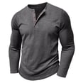 thumbnail image 1 of Mens Shirt Long Sleeve Crew Neck Henley Shirt Basic Grey Athletic Shirt Tees with Button Mens Gym Shirts, 1 of 7