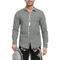 thumbnail image 1 of Mens Shirt Long Sleeve Plaid Embroidery Oktoberfest Tops Comfortable Loose Fit Button Down Collared Men's Dress Shirts, 1 of 9
