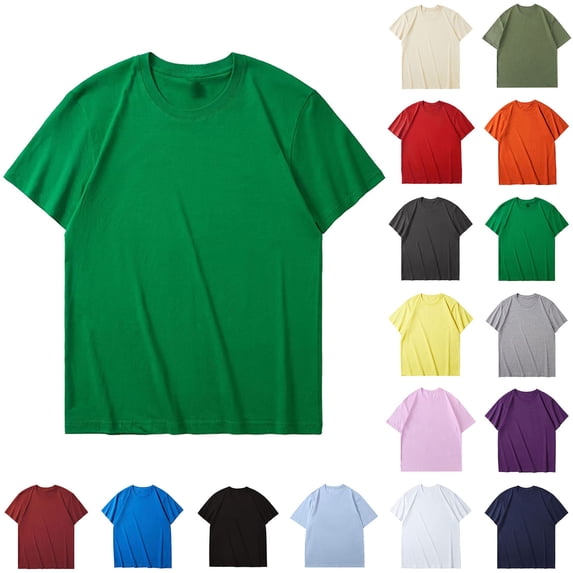 Mens Shirt Mens Tops Short Sleeve Men Solid Color Fashion Casual Ventilate Round Neck Exercise Short Sleeve Green M