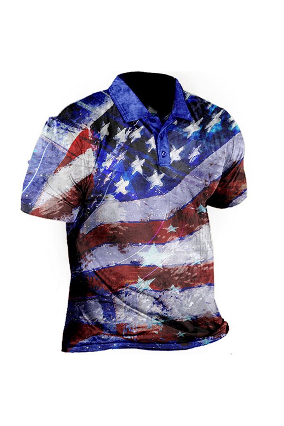 Mens Shirt Patriotic Independence Day Flag Classic Mens Spring Shirt,Blue,L