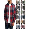 thumbnail image 1 of Mens Shirt Plaid Flannel Long Sleeve Collared Shirt Jacket Casual Fall Winter Tops for Daily Outdoor Wear, 1 of 9