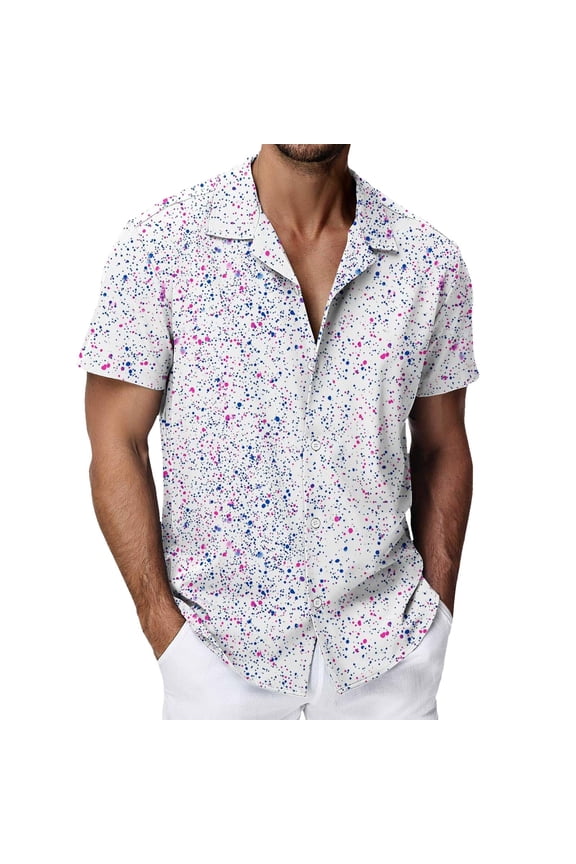 Mens Shirt Printed Long Sleeve Button Down Stylish Patterns Breathable Mens Performance Polos,White,3XL