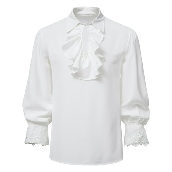 Mens Shirt Renaissance Steampunk Gothic Shirt Ruffled Medieval Costume Clothing Ruffled Gothic Cosplay Long Sleeve Shirt