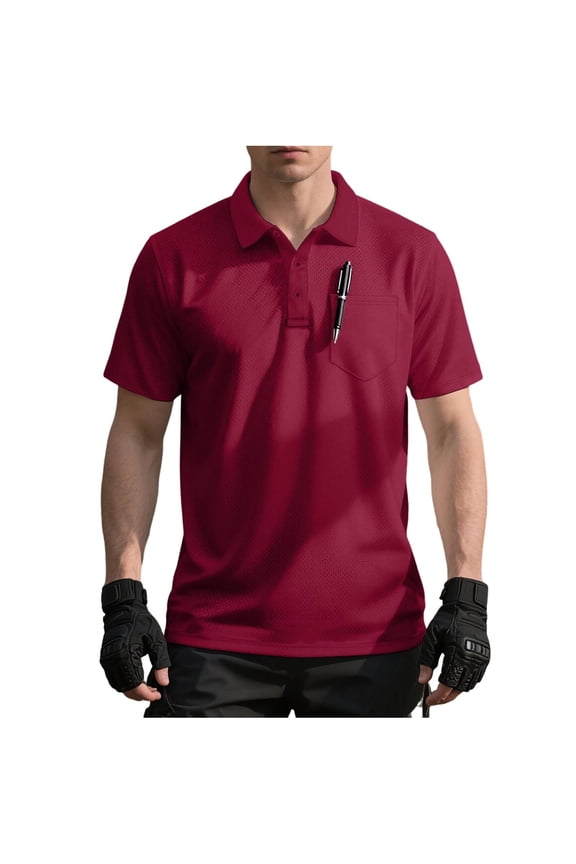 Mens Shirt Short Sleeve Collared T-Shirt UPF 50+ Quick Dry Performance Athletic Top Jersey Golf Tactical Shirt