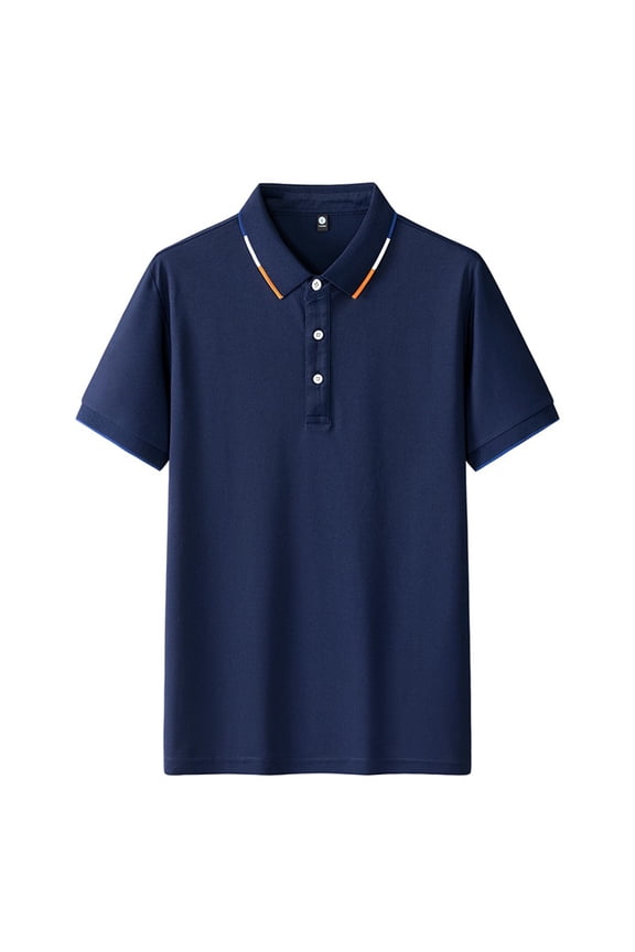 Mens Shirt Summer Short Sleeve Shirt Men Business Clothing Casual T Shirt Dark Blue M