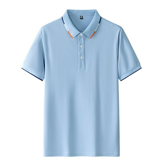 Mens Shirt Summer Short Sleeve Shirt Men Business Clothing Casual T Shirt Light Blue M