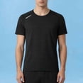 thumbnail image 1 of Mens Shirt For Summer Solid-Color Casual Loose Sports Breathable Ice-Silk Half Sleeved Short Sleeve Crew Neck for Men Beach Summer Wedding Shirt ( Black ) M-5XL, 1 of 7