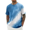 thumbnail image 1 of Mens Shirt Tie Dye Print Short Sleeve Birdseye Mens Knit Tops,Blue,3XL, 1 of 4