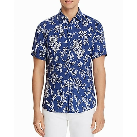 Mens Shirt White Button Down Slim-Fit Printed 2XL