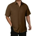 thumbnail image 1 of ShomPort Mens Shirt with Button Hidden Solid Color Lapel Business Blouses Basic Office Shirts, 1 of 6