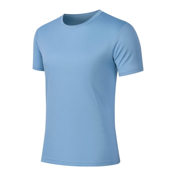 Mens Shirts Under $10 Men's Sport Shirts UPF 50+ Quick Dry Rash Guard Athletic Running Swim Tee Top Performance Water Shirts Breathable Tops Light Blue S