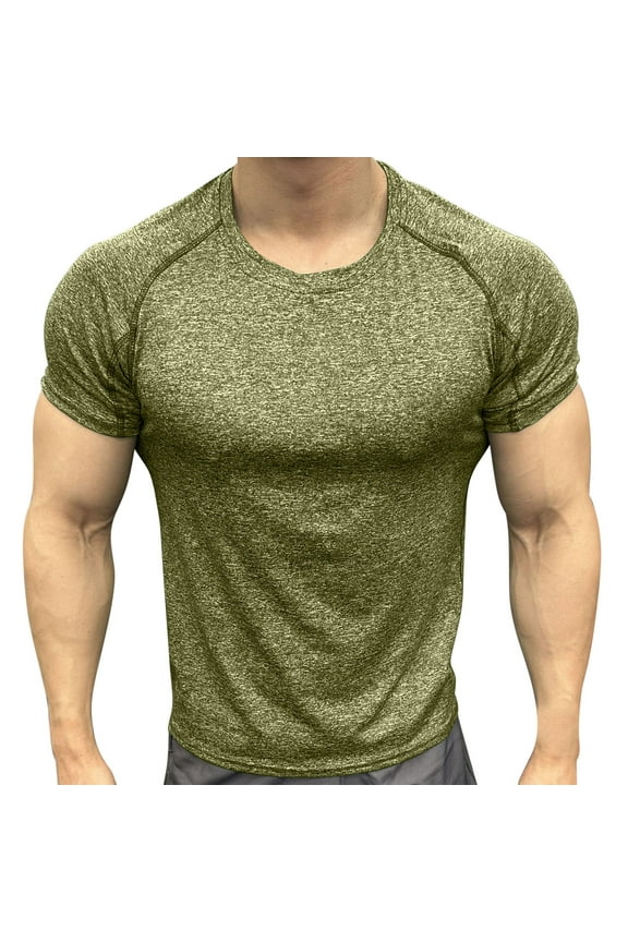 Mens Shirts Under $10 Mens Athletic Shirts 2025 Summer Quick Dry Workout Tees Lightweight Crewneck Running Gym Casual Stretch Work T-Shirts Yellow XXL