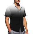 thumbnail image 1 of Mens Shirts Under $10 Mens Hawaiian Shirts Casual Color Block Button Up Beach Shirts Summer Work Office T-Shirt Business Wedding Vacation Tees Black XXXL, 1 of 6