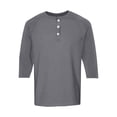 thumbnail image 1 of Mens Shirts 3/4 Sleeve Crewneck Henley Shirt Basic Grey T Shirt with Button Workout Shirts for Men, 1 of 5