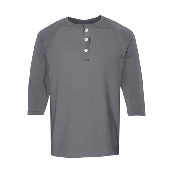 Mens Shirts 3/4 Sleeve Crewneck Henley Shirt Basic Grey T Shirt with Button Workout Shirts for Men