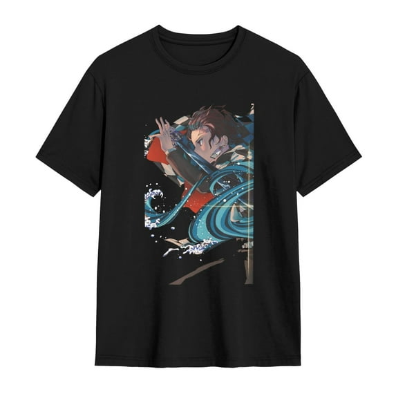 Mens Shirts Anime Demon Slayer Shirt 3D Printing T-Shirts Cartoon Cosplay Shirts Fashion Casual Top black3-Medium