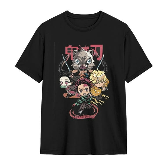 Mens Shirts Anime Demon Slayer Shirt 3D Printing T-Shirts Cartoon Cosplay Shirts Fashion Casual Top black4-Small