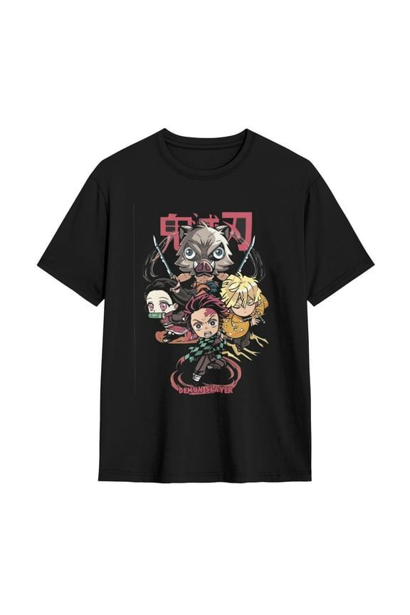 Mens Shirts Anime Demon Slayer Shirt 3D Printing T-Shirts Cartoon Cosplay Shirts Fashion Casual Top black4-Small