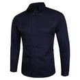thumbnail image 1 of Mens Shirts, Awwp Long Sleeve Button up Shirts Solid Slim Fit Casual Business Formal Dress Shirts for Men Dark Blue XXXL, 1 of 1