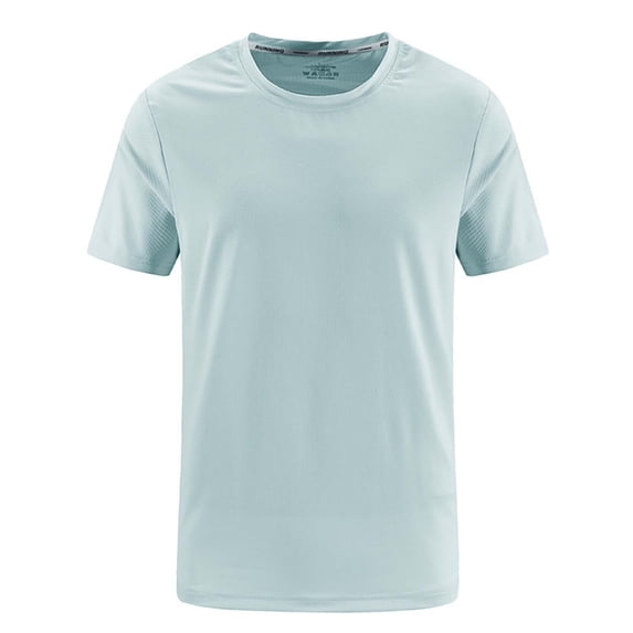 Mens Shirts, Awwp Men's Summer Quick Drying Casual Solid Color Crew Neck Short Sleeve T Shirts for Men Light Blue L