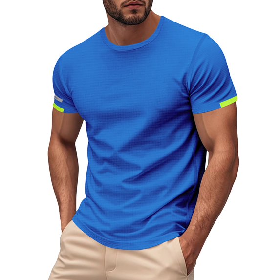 Mens Shirts, Awwp Mens Workout T-Shirts Quick Drying Athletic Short Sleeve Crew Neck Running Gym Tee Tops Blue XXXXL