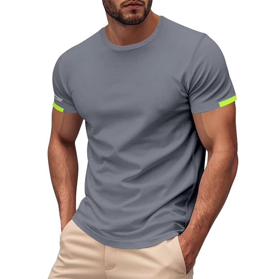 Mens Shirts, Awwp Mens Workout T-Shirts Quick Drying Athletic Short Sleeve Crew Neck Running Gym Tee Tops Grey XL