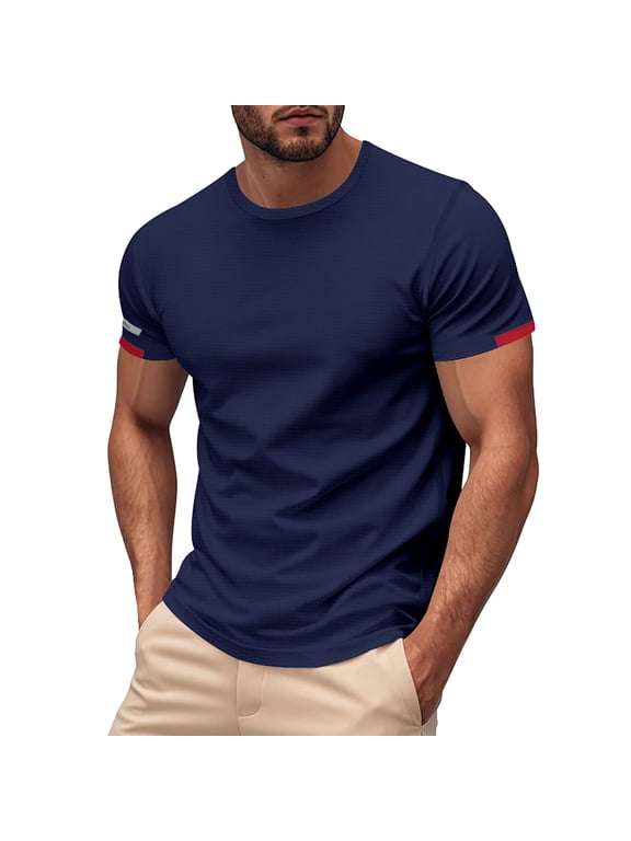 Mens Shirts, Awwp Mens Workout T-Shirts Quick Drying Athletic Short Sleeve Crew Neck Running Gym Tee Tops Navy L