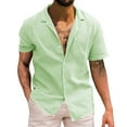thumbnail image 1 of Mens Shirts Big And Tall Button Down Solid Short Sleeve Button Mens T Shirts Short Sleeve Green XXL, 1 of 9