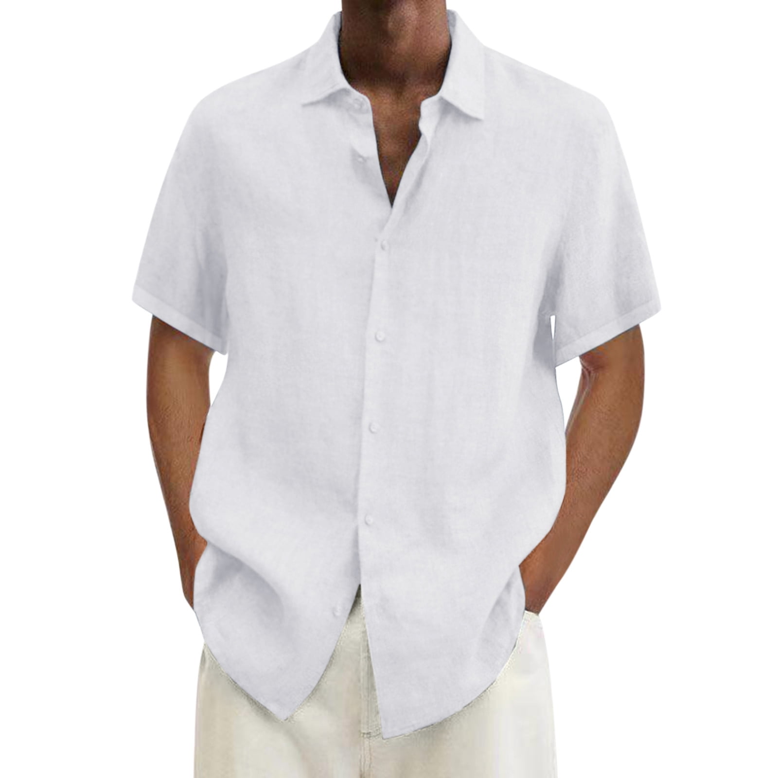 Mens Shirts Big And Tall Button Down Summer Hawaii Solid Short Sleeve ...
