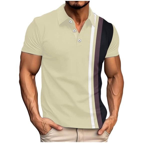 Mens Shirts Big and Tall,Men's Short Sleeve Solid T Shirt Slim Fit Casual Basic Striped Design Tops