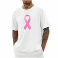 thumbnail image 1 of Mens Shirts Breast Cancer Awareness Short Sleeve Blouses Print Round Neck Casual Shirts White S T-shirts for Men, 1 of 4