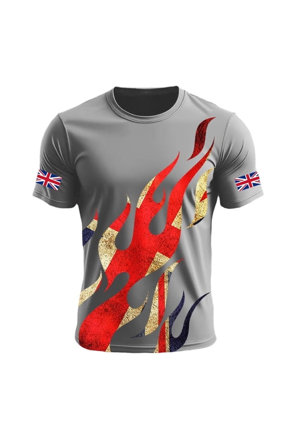 Mens Shirts British Patriotic Jack Print Short Sleeve Blend Mens Performance Polos,Grey,2XL